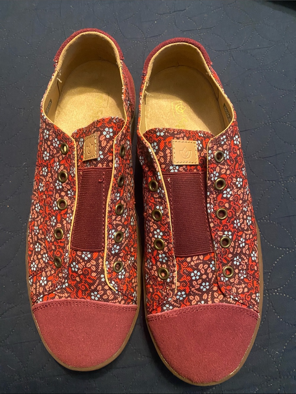 Slip-On Floral Sneakers in Burgundy by Spenco